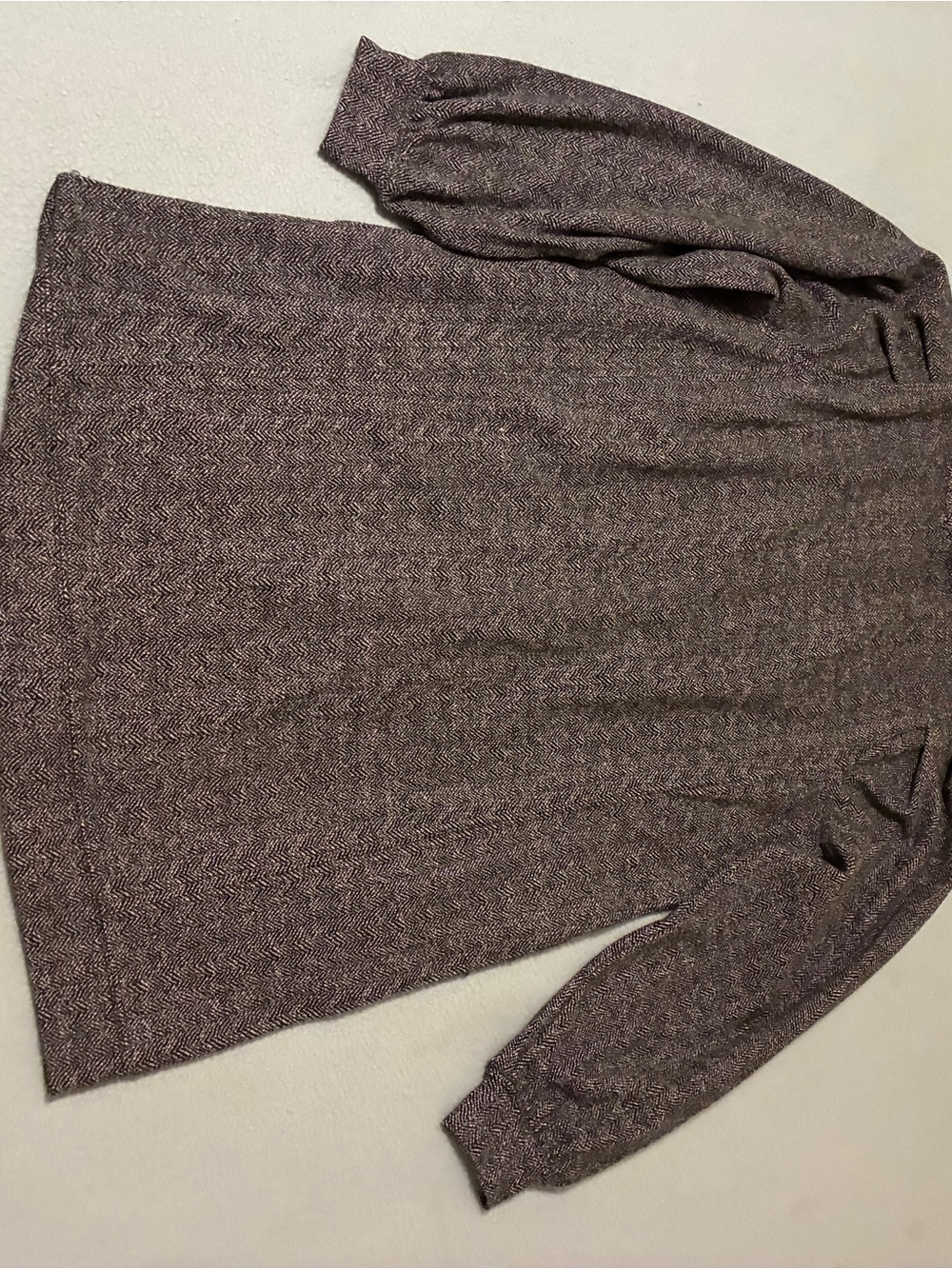 LOFT Petite Black and White Textured Long Sleeve Dress with Puff Sleeves - Picture 4 of 4